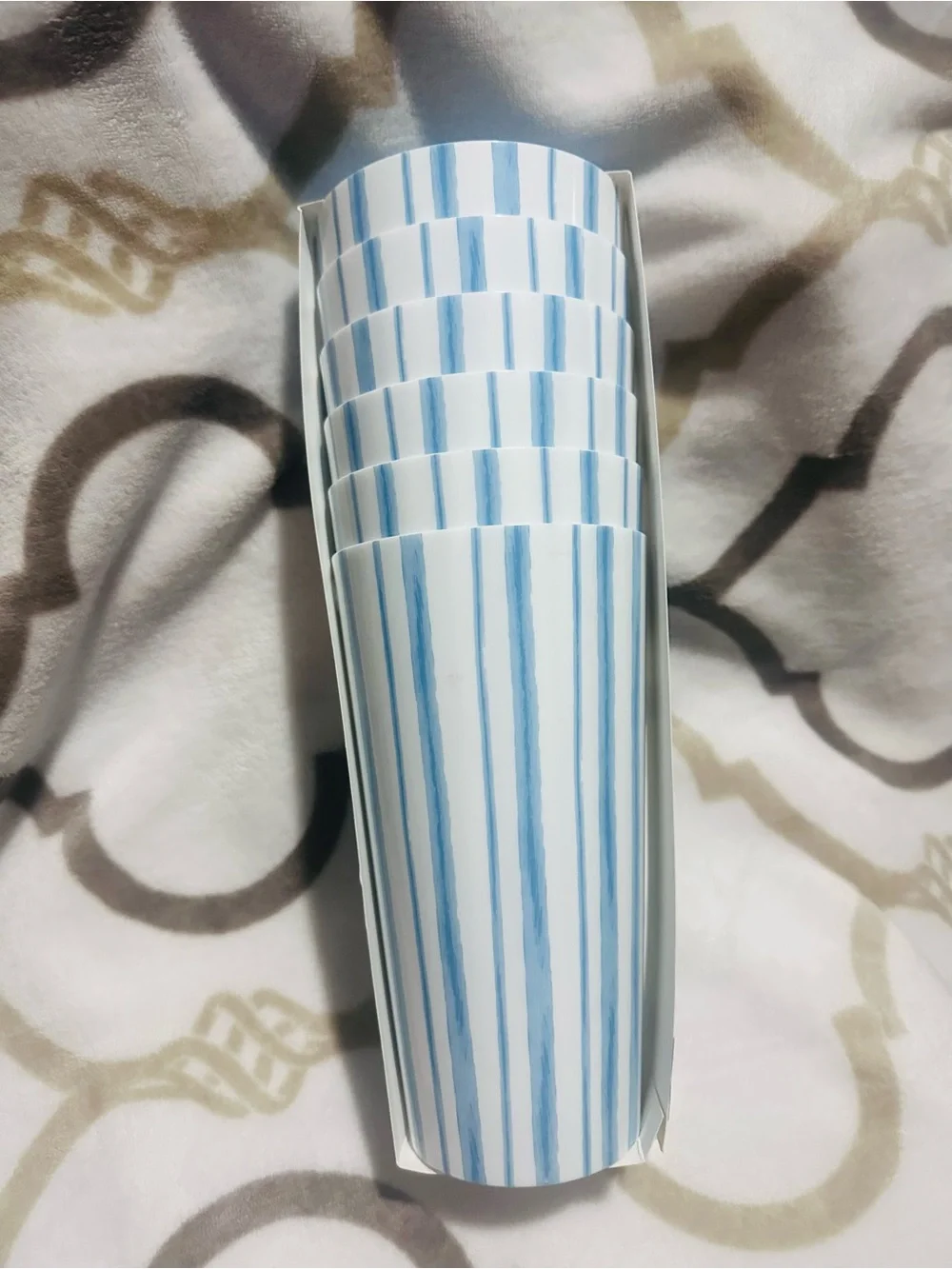 Blue Gingham✨🩵💙🤍 Plastic Cup Set - 32oz 6 Count